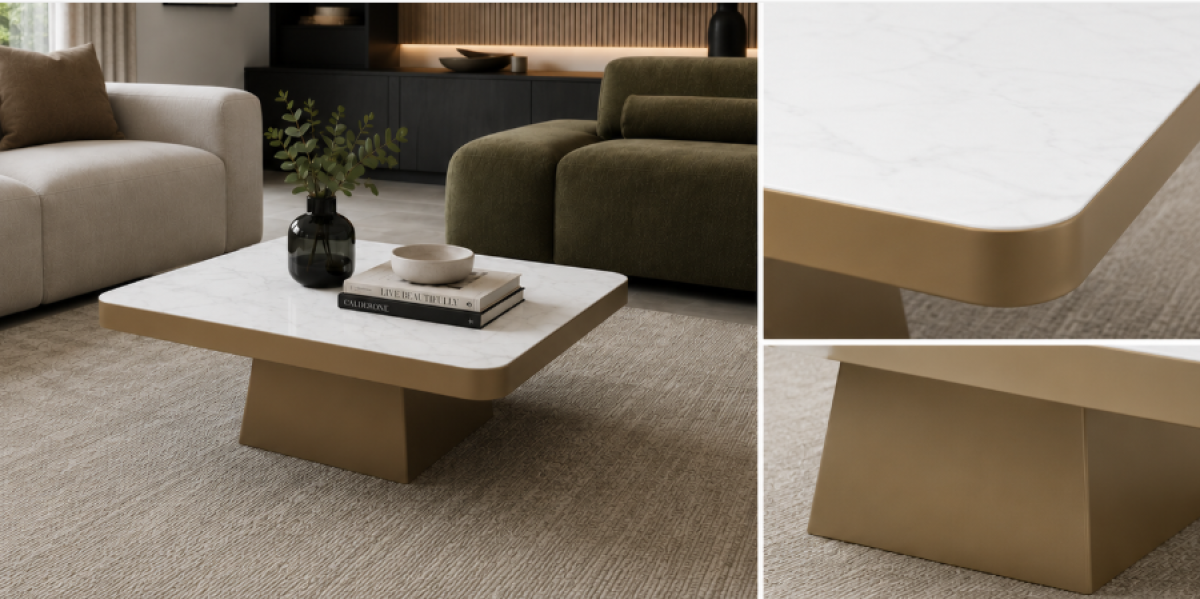 Marble Coffee Table – Gold (Style 2)