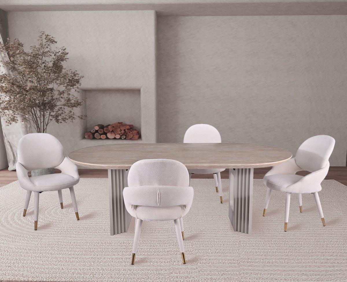 Curved 5-Piece Dining Set – Beige