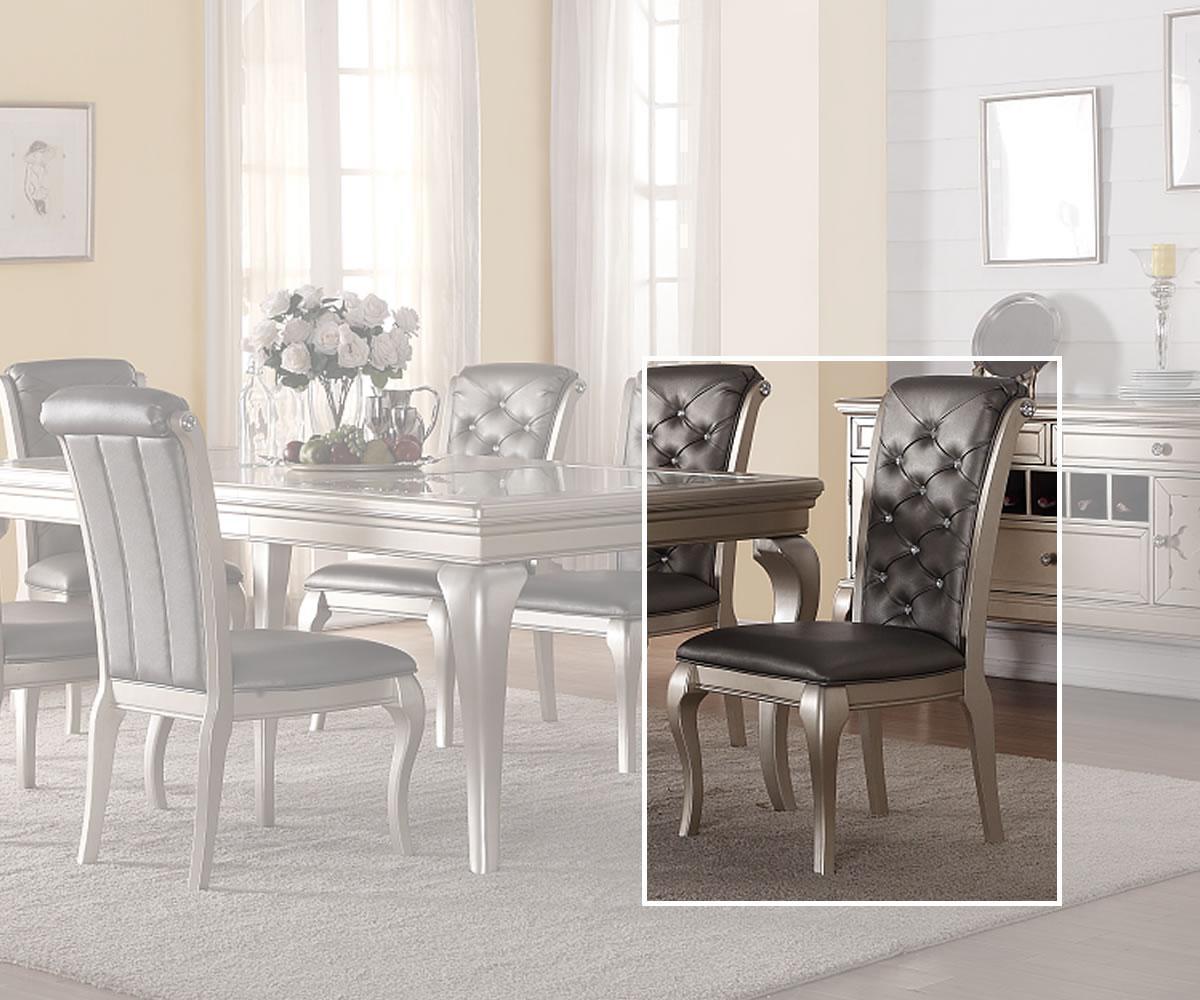 Elsa DT-006 DTS Silver Grey Dining Set with Tufted Upholstered Chairs