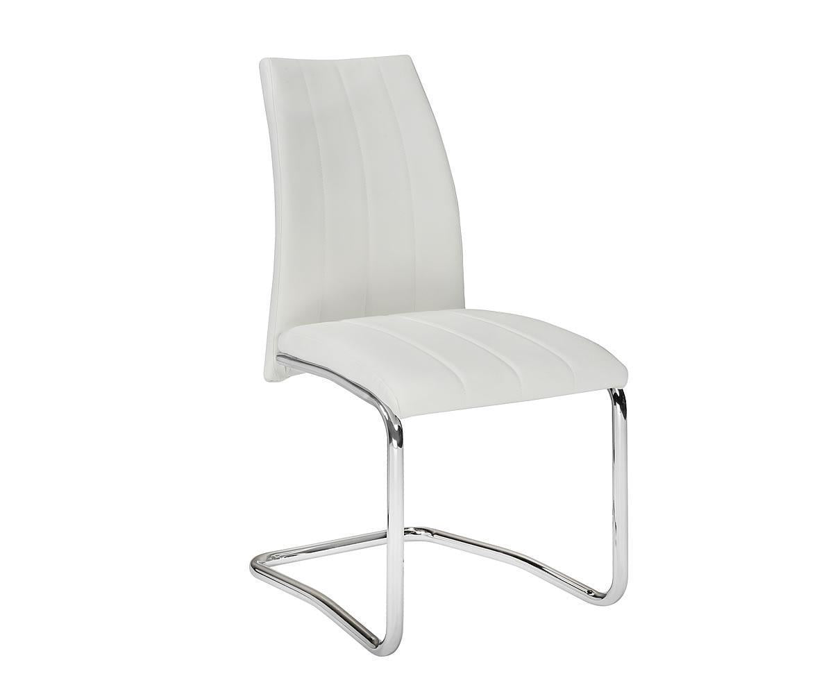 Pair of Napa White PU Dining Chairs with Chrome Steel Legs