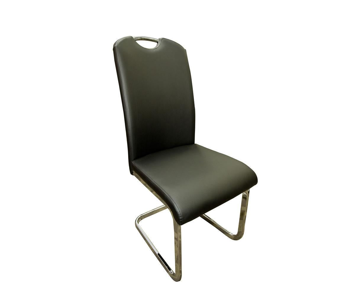 Modern Black Dining Set: Glass Table, Chrome Base, PU Upholstered Chairs