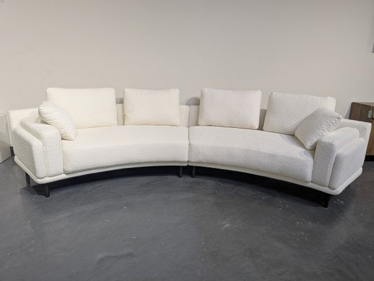 Antonio Beige Curved Sofa: Modern Polyester Fabric, High-Resilience Foam Seating