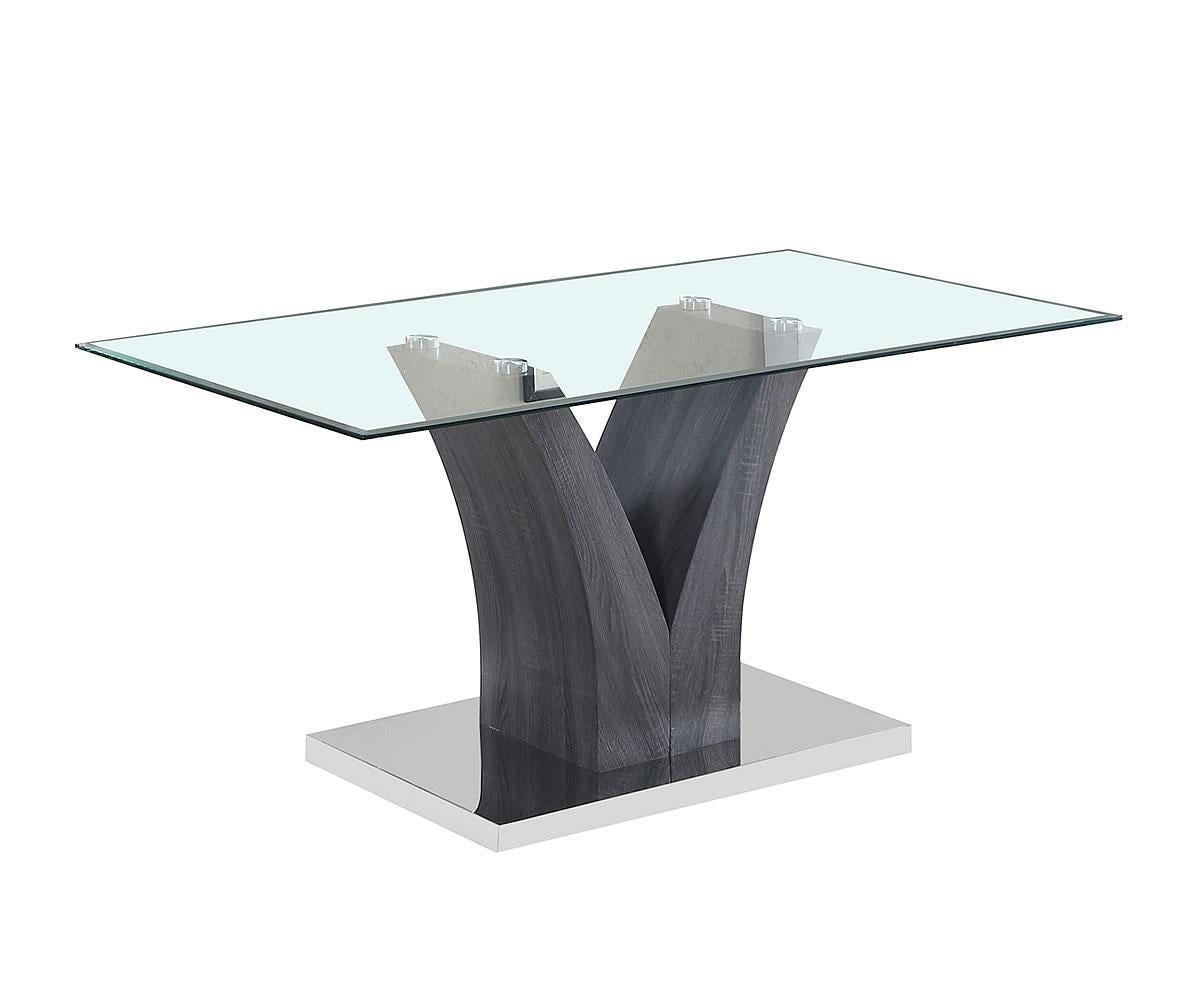 Modern Tempered Glass Dining Table with V-Shaped Base, Durable and Sleek