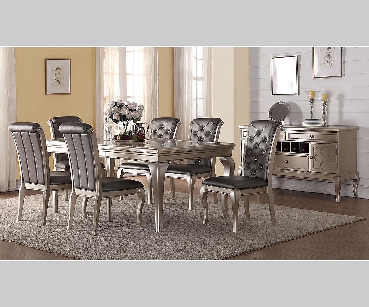 Elsa DT-006 DTS Silver Grey Dining Set with Tufted Upholstered Chairs