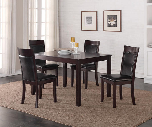 Nellie Modern Rectangular Espresso Dining Table Set with Four Chairs