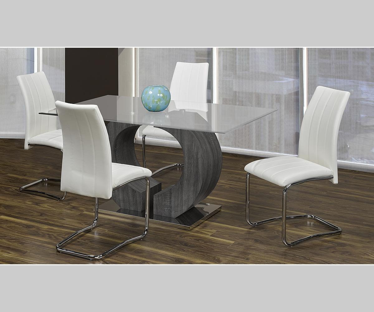 Pair of Napa White PU Dining Chairs with Chrome Steel Legs