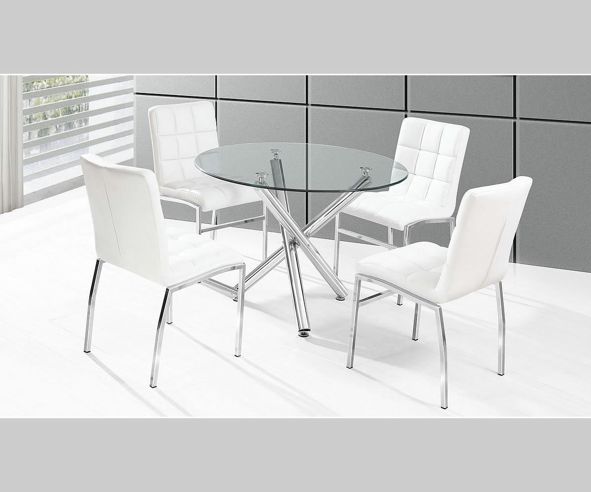 Elegant White Tufted Faux Leather Dining Chairs - Set of 4