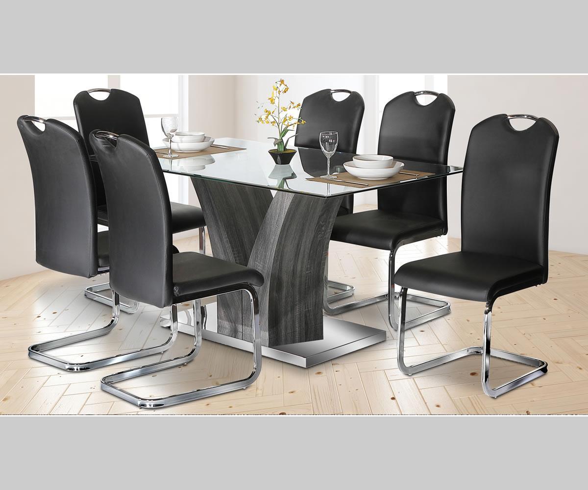 Modern Tempered Glass Dining Table with V-Shaped Base, Durable and Sleek