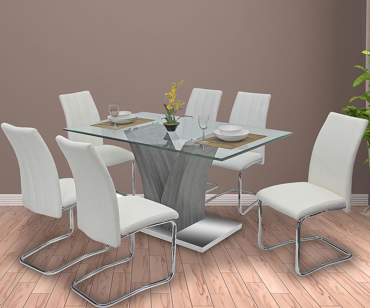 Pair of Napa White PU Dining Chairs with Chrome Steel Legs