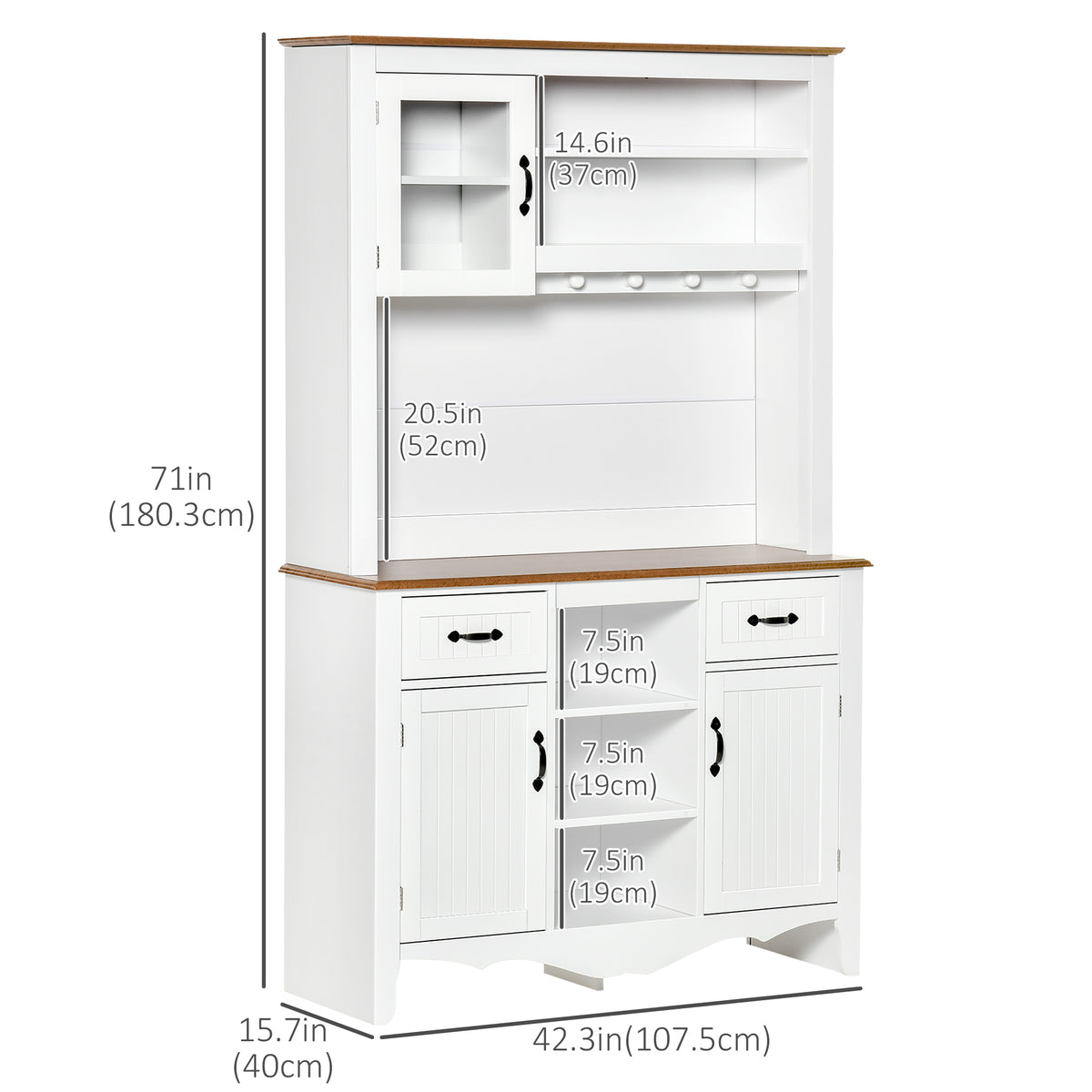 Kitchen Buffet with Hutch – 42"W x 71"H