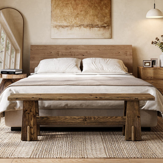 59" Wood Entryway Bench, Traditional Hallway Bench End of Bed Bench