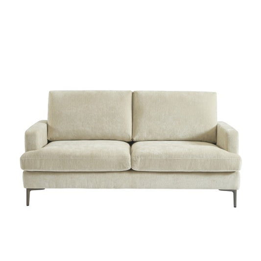 Brassex Beige Three‑Seater Sofa Solid Eucalyptus Frame