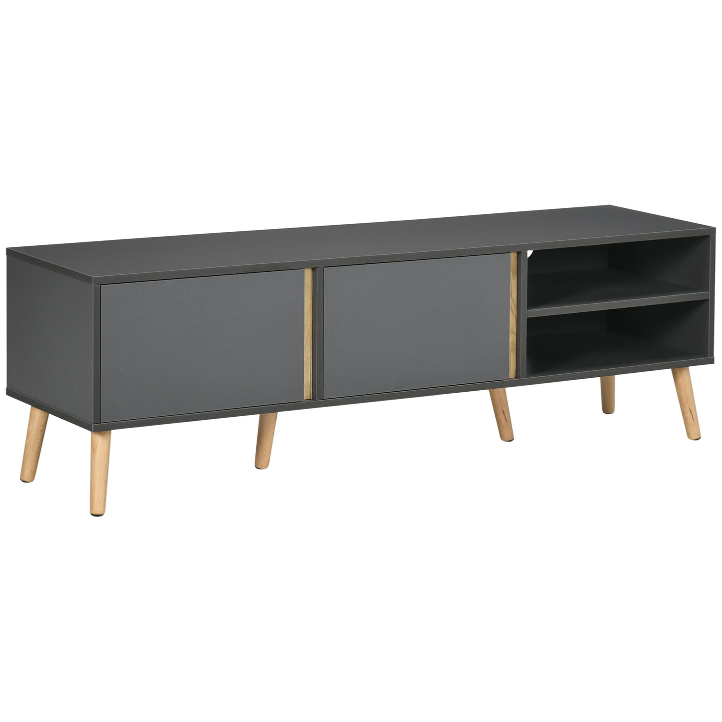 HOMCOM Modern Dark Grey TV Stand for 55-inch TVs with Storage and Cable Management