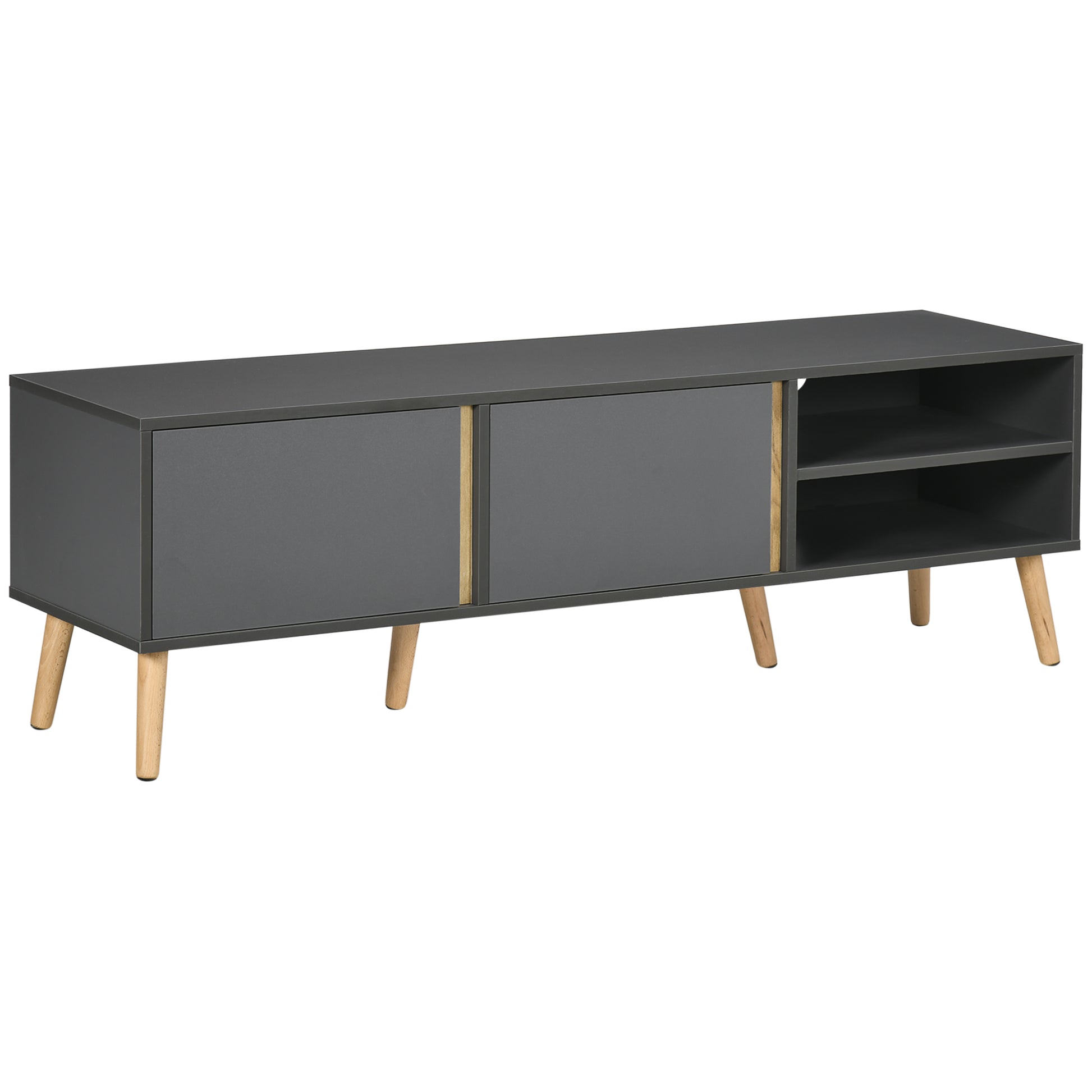HOMCOM Modern Dark Grey TV Stand for 55-inch TVs with Storage and Cable Management