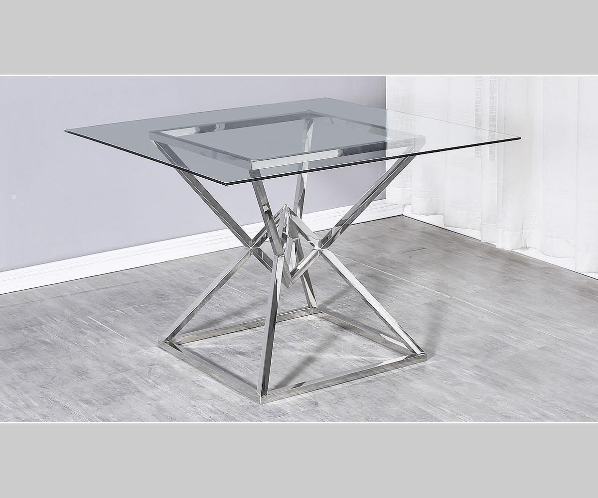 Juliet 41" Square Glass Dining Table – Chrome Base