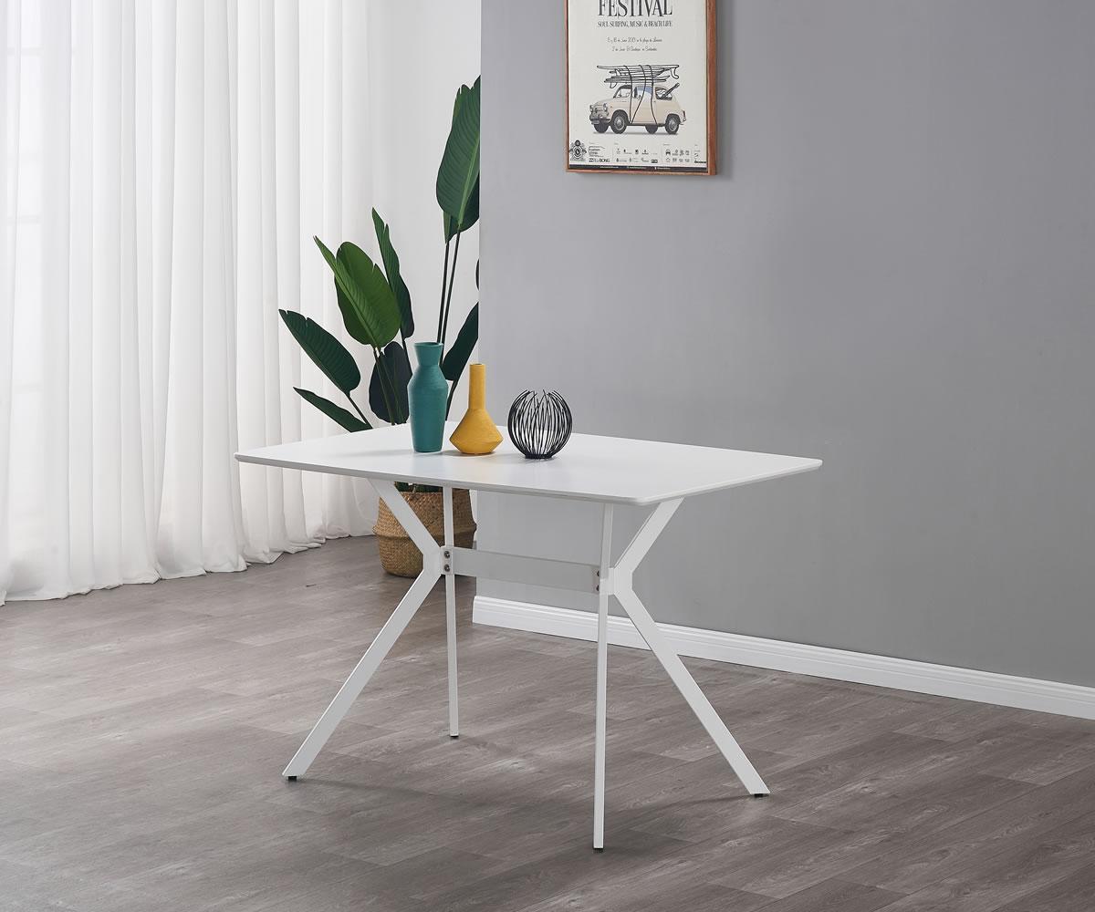 White Nash 5-Piece Modern Dining Set with Durable Metal & PU Chairs