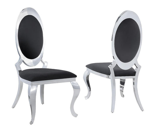 Celeste 5-Piece Dining Set – 51" Round White Marble Table, Black Velvet Chairs