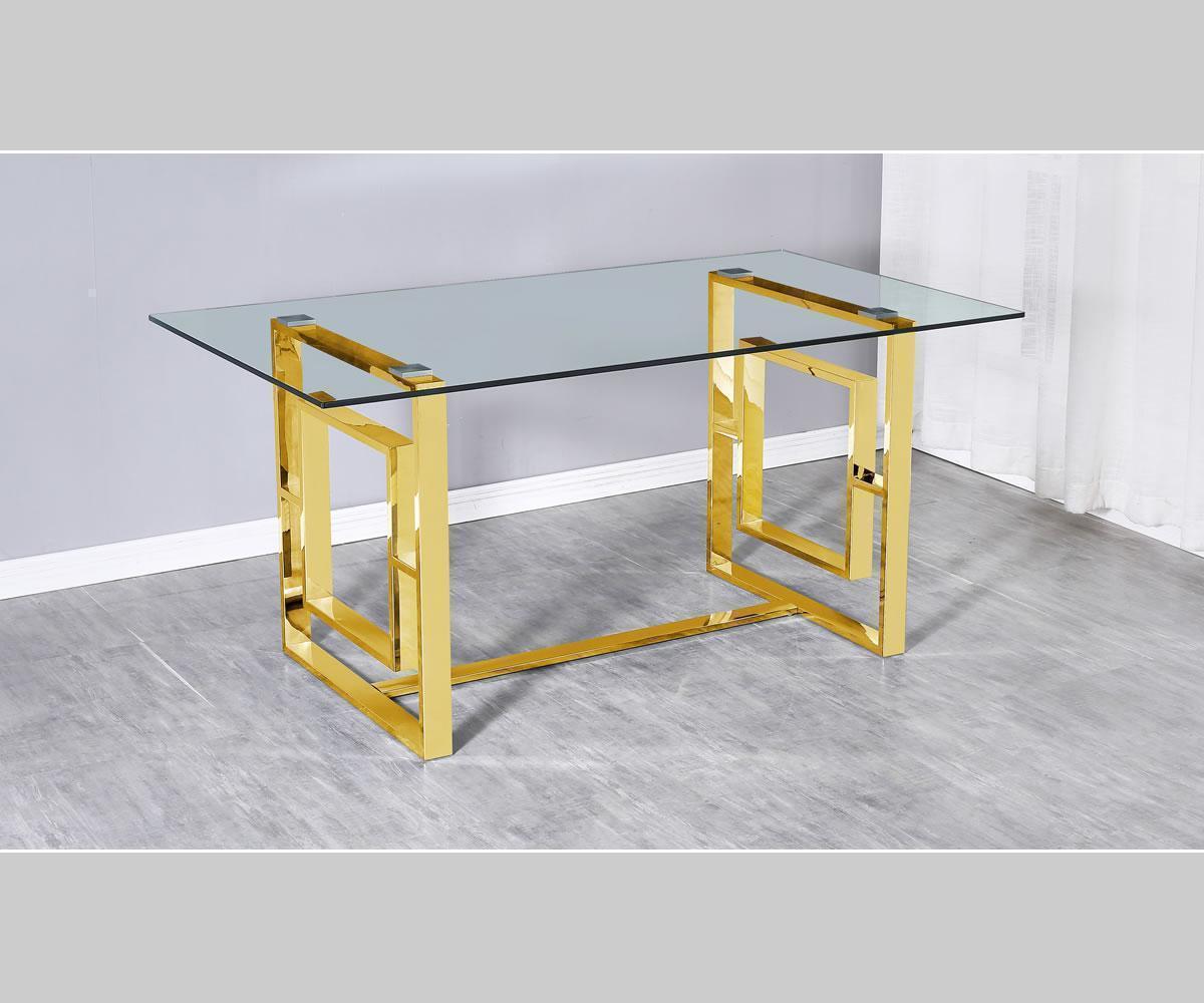 Modern Livya Dining Table: 71" Tempered Glass Top, Sturdy Chrome Frame