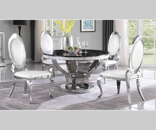 Celeste 51" Round Black-Top Dining Table – Chrome Base