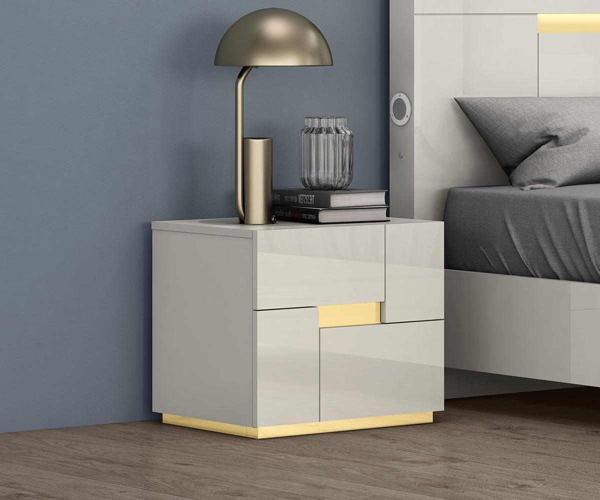 Triton Modern Double Bed with LED, Bluetooth, Wireless Charging, Storage