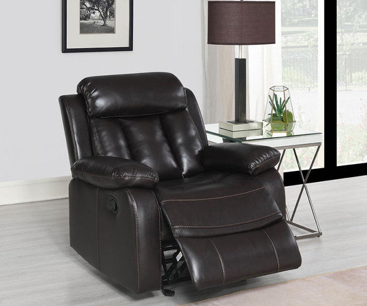 Merrion Brown Air Leather Recliner Sofa Set with Cupholders Padded Arms