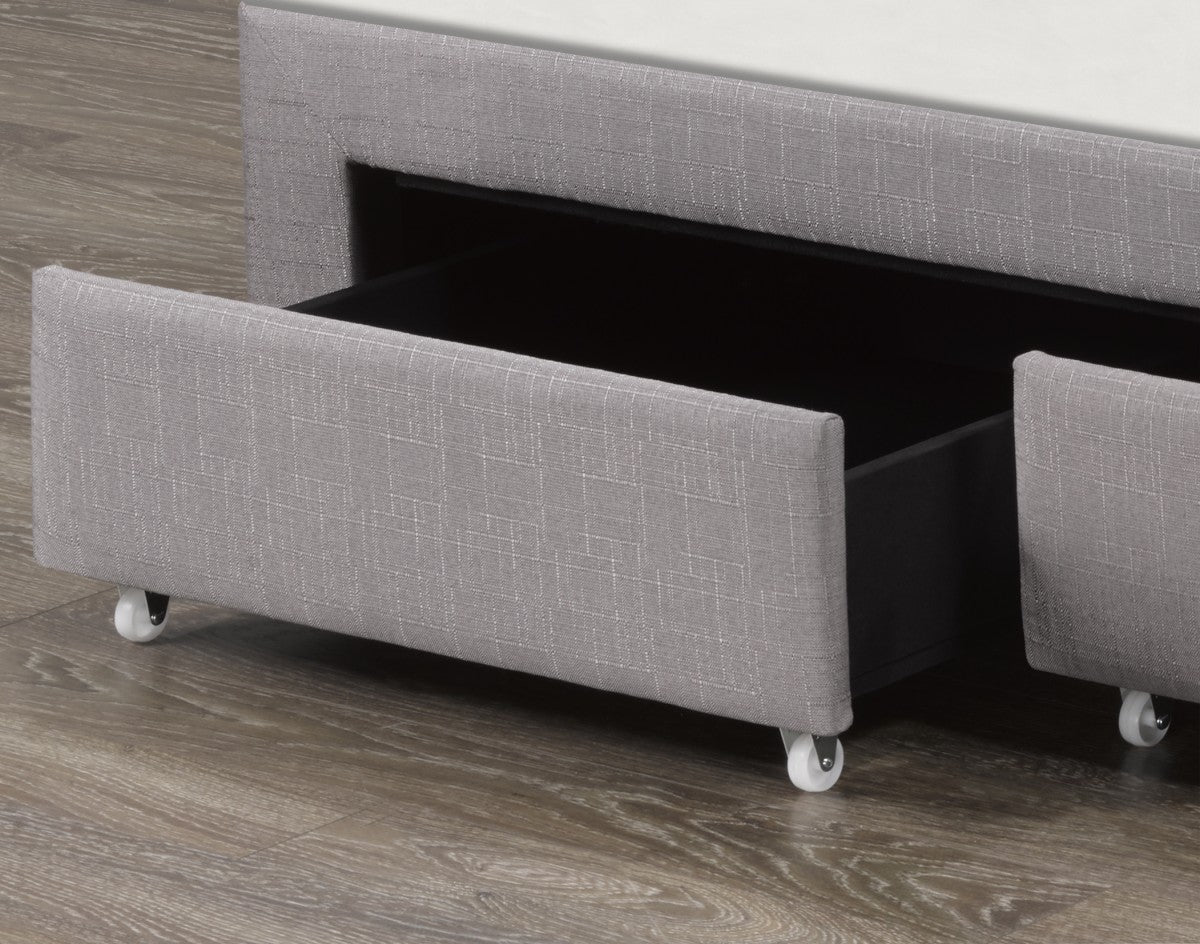 Bradley King Size Platform Bed with Storage Drawers, Grey Fabric