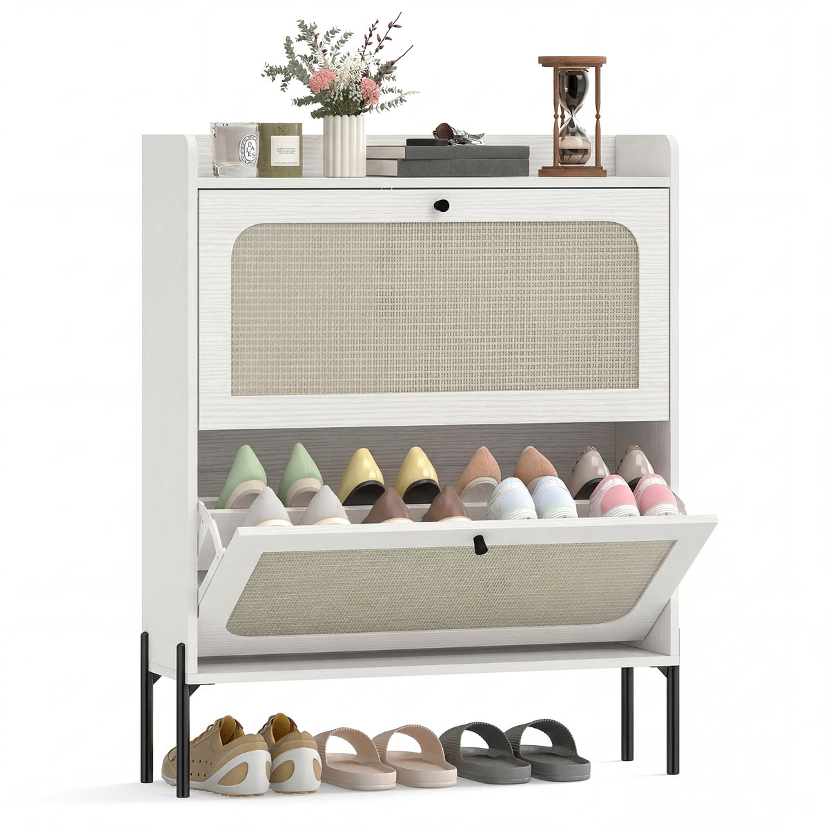 Shoe Cabinet with 2 Flip Drawers – 31"W x 39"H