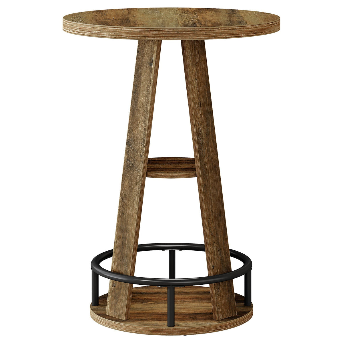 39.4" Bar Table, 3-Tier High Top Bistro Table Cocktail Pub Tables with Metal Footrest