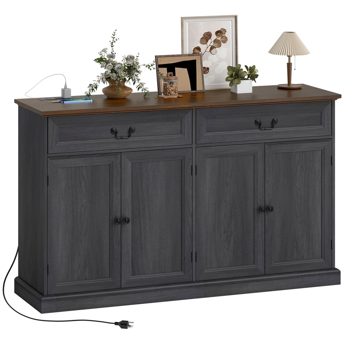 Farmhouse Sideboard with Charging Station – 55"W x 33"H