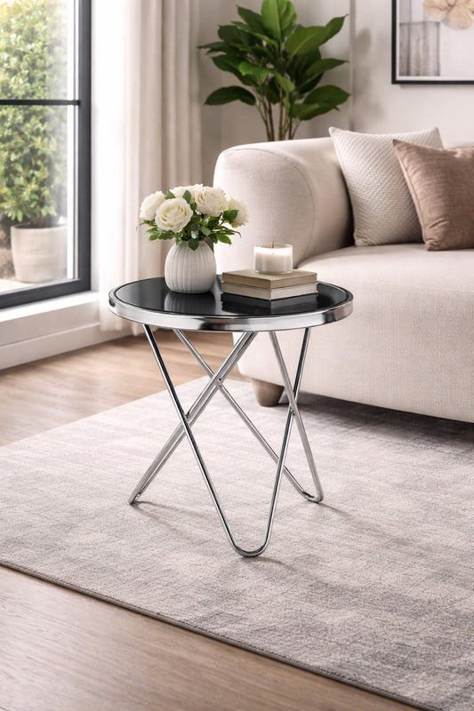Glass Accent Table – Silver