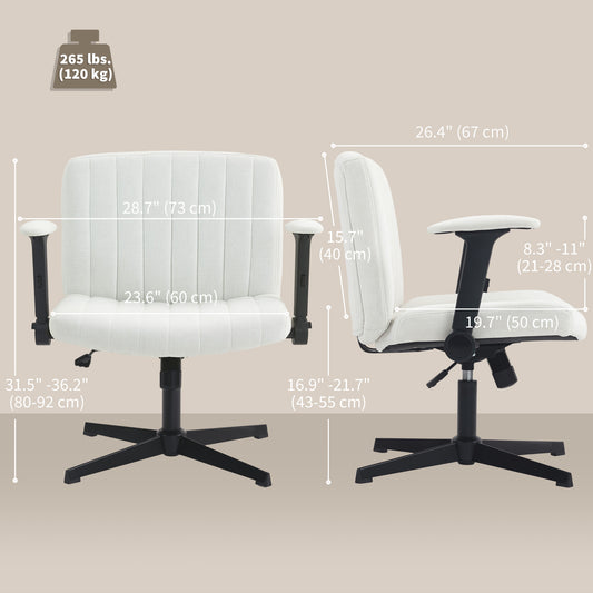 HOMCOM Criss Cross Office Chair with Flip‑Up Armrests, Adjustable Height, Beige