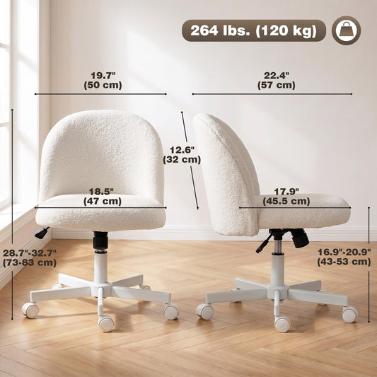 Office Chair, Swivel Tilt Desk Chair, Vanity Chair with Adjustable Height, Cream White