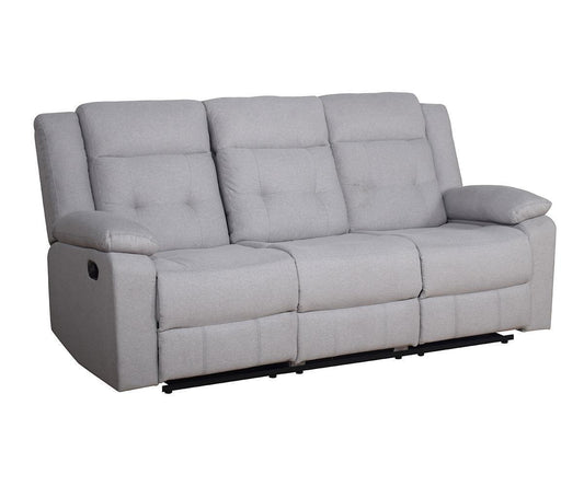 Winstone Grey Fabric Recliner Sofa with Drop-Down Tray and Cup Holders