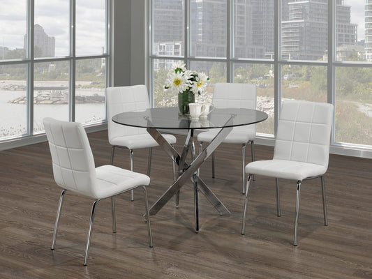 44" Square Glass Dining Set with Chrome Legs