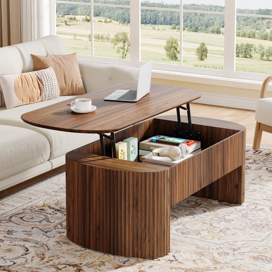 47" Coffee Table, Lift Top Accent Table With Hidden Compartment And Storage Shelf