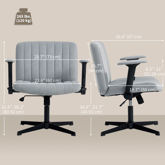 Criss Cross Chair with Flip-up Armrests, Wide Office Chair with Adjustable Height, Grey