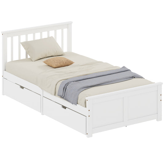 White Pine Twin Storage Bed with Drawers