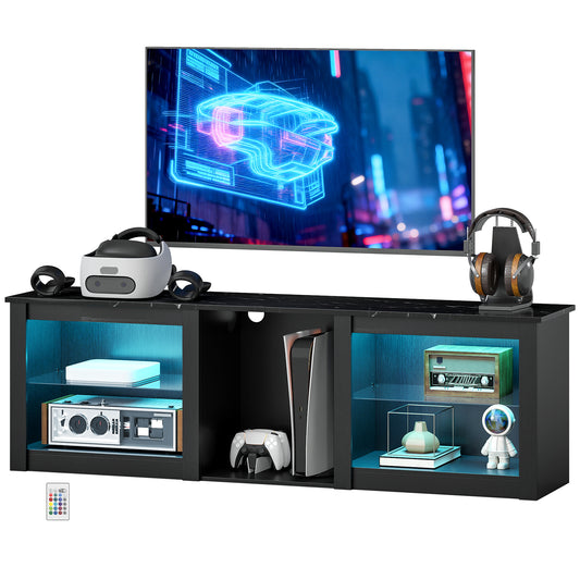 HOMCOM LED TV Stand Modern Entertainment Center Black