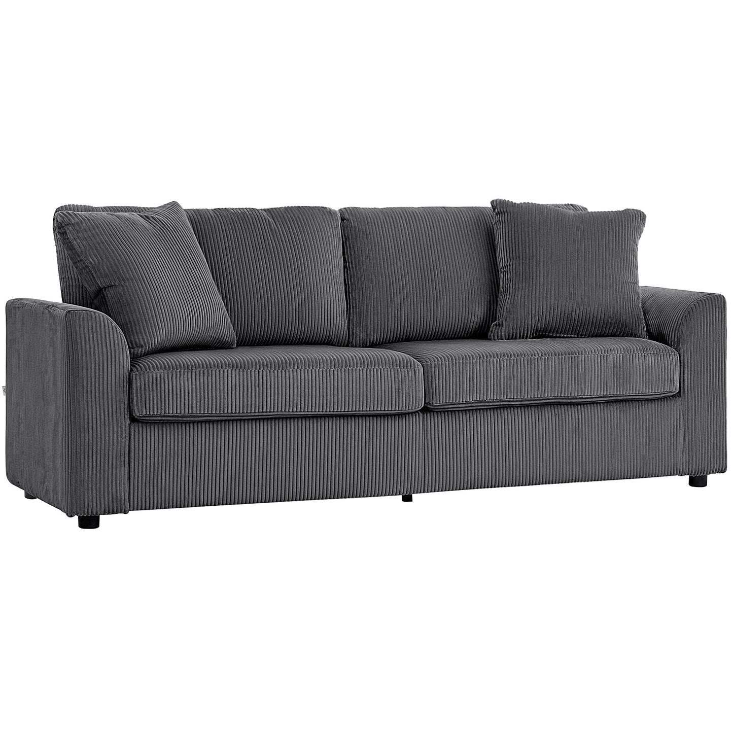HOMCOM 3-Seater Modern Upholstered Couch with Pocket Spring, Dark Grey Fabric Sofa