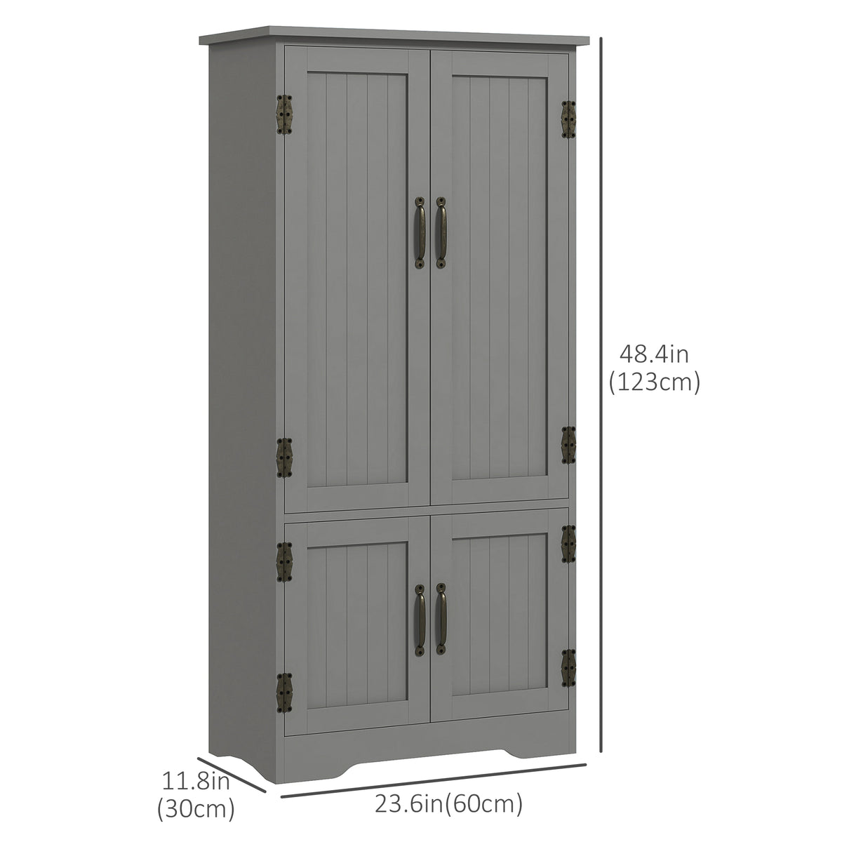 4-Door Pantry Storage Cabinet with Adjustable Shelves – 24"W x 48"H