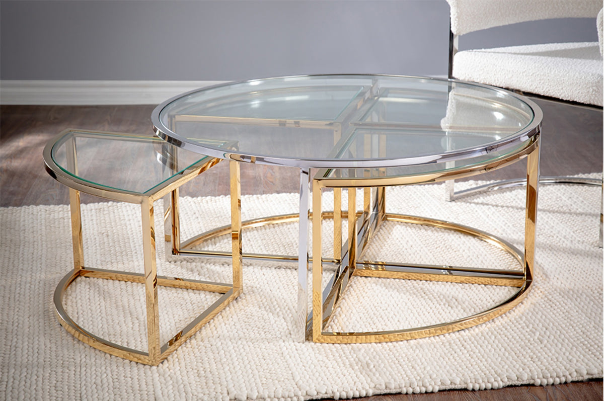 5-Piece Round Glass Nesting Coffee Table
