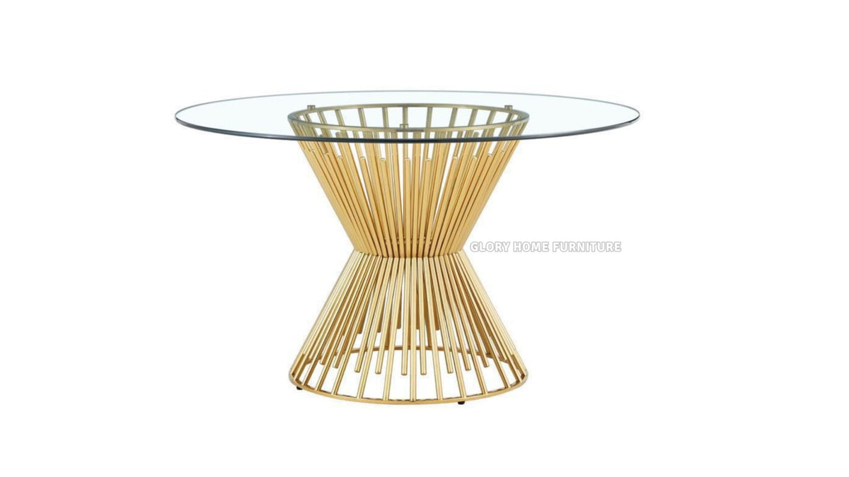 51" Round Glass Dining Table with Spindle Base