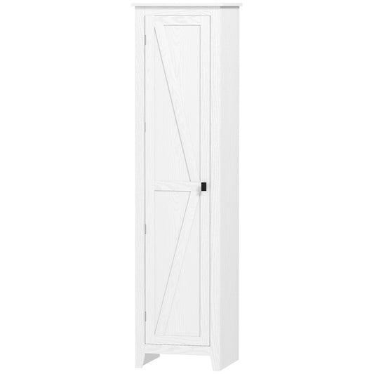 HOMCOM 67" Farmhouse Pantry Cabinet with Barn Door – White, 5‑Shelf Storage