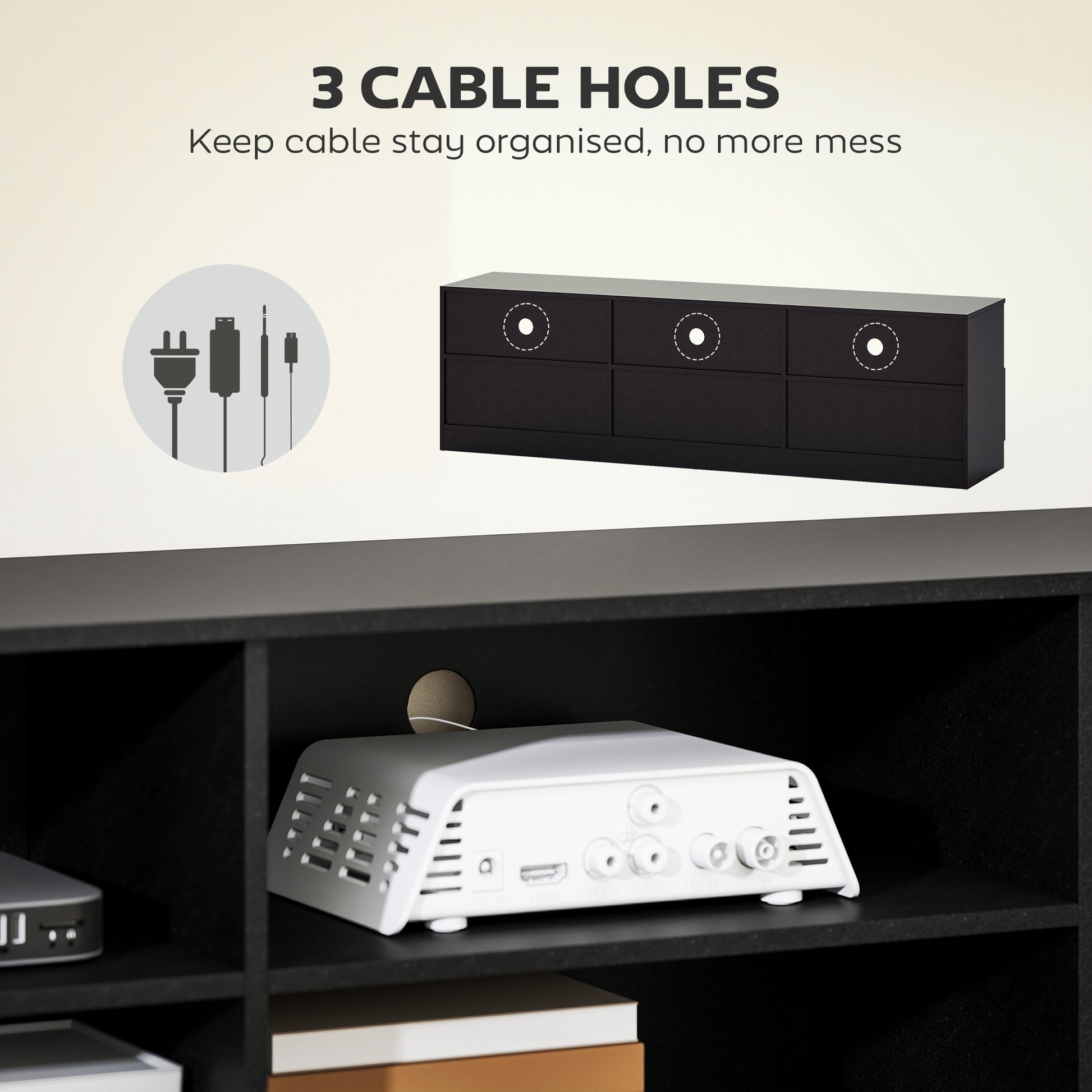 HOMCOM Modern Black TV Stand with Storage for 85-inch TVs