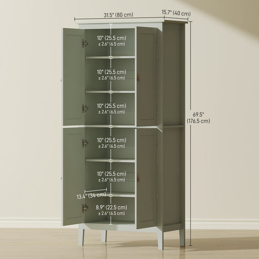 Tall Kitchen Pantry Storage Cabinet with Motion Sensor LED Light – 32"W x 70"H