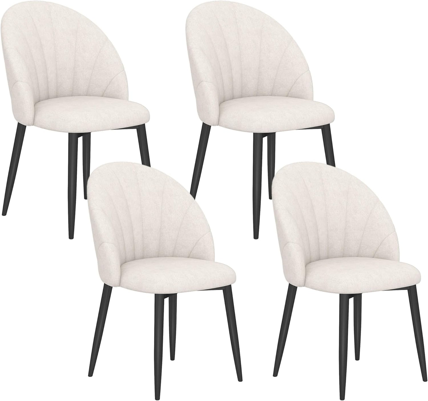 Dining Chairs Set of 4, Modern Upholstered Kitchen Chairs with Metal Legs, Cream White