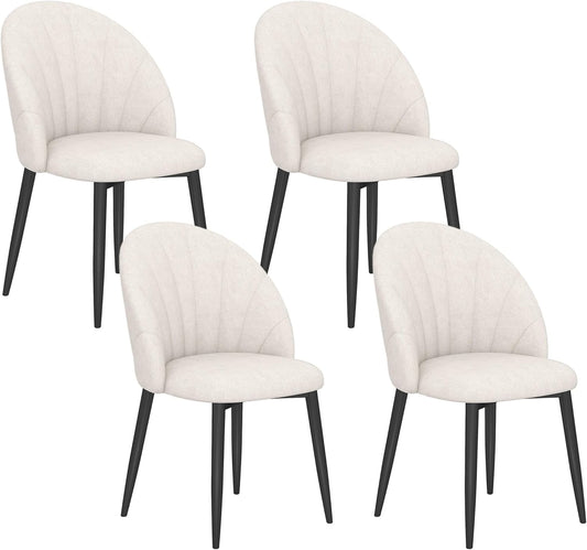 Dining Chairs Set of 4, Modern Upholstered Kitchen Chairs with Metal Legs, Cream White