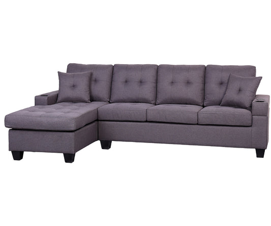 Kwality Newton Grey Reversible Tufted Fabric Sectional 6212