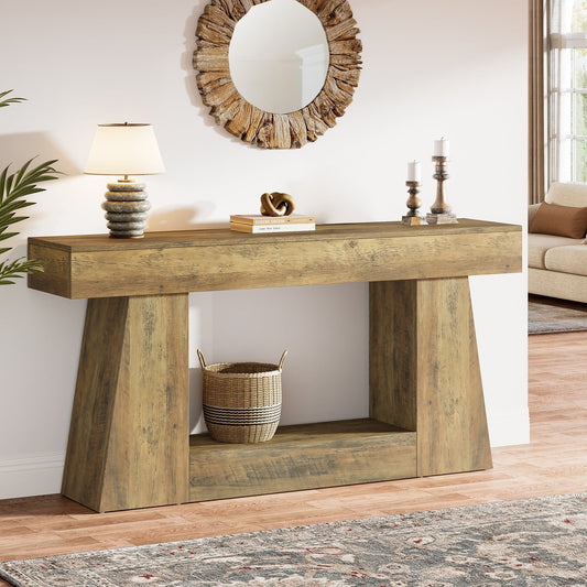 63" Console Table, Wooden Sofa Table Hallway Table