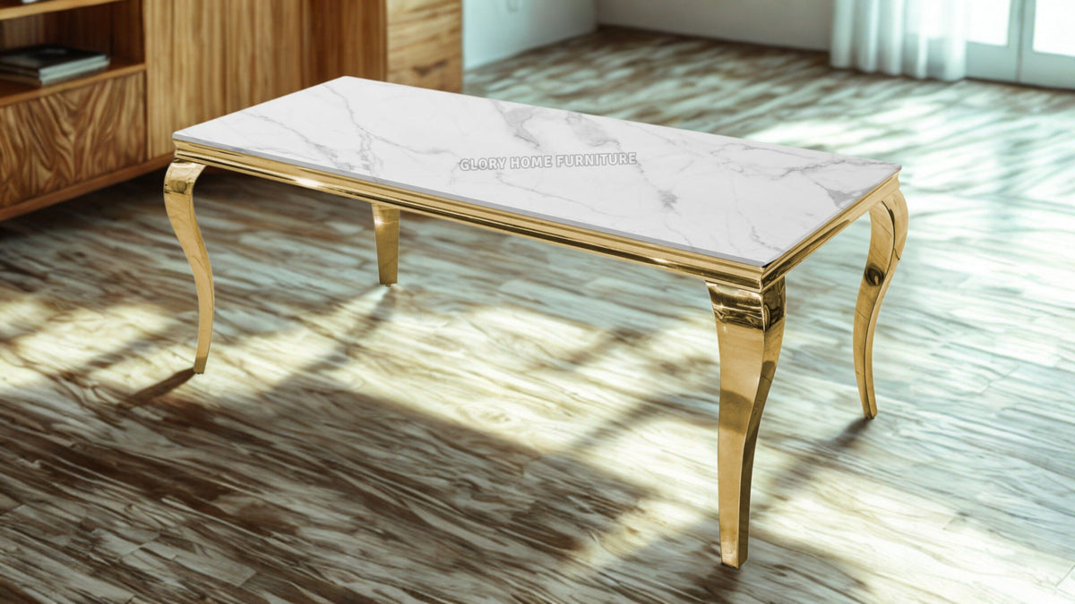 63" Marble Dining Table with Curved Legs